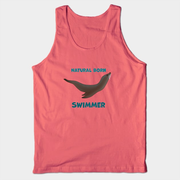 Natural Born Swimmer Sea Lion Edition Tank Top by Xavier Wendling